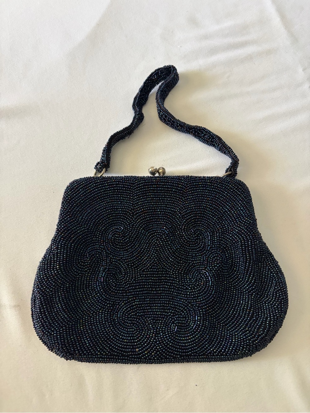 Black Beaded Evening Handbag - Unbranded
